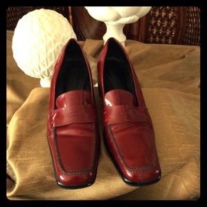 Coach red Vintage patent leather loafers.